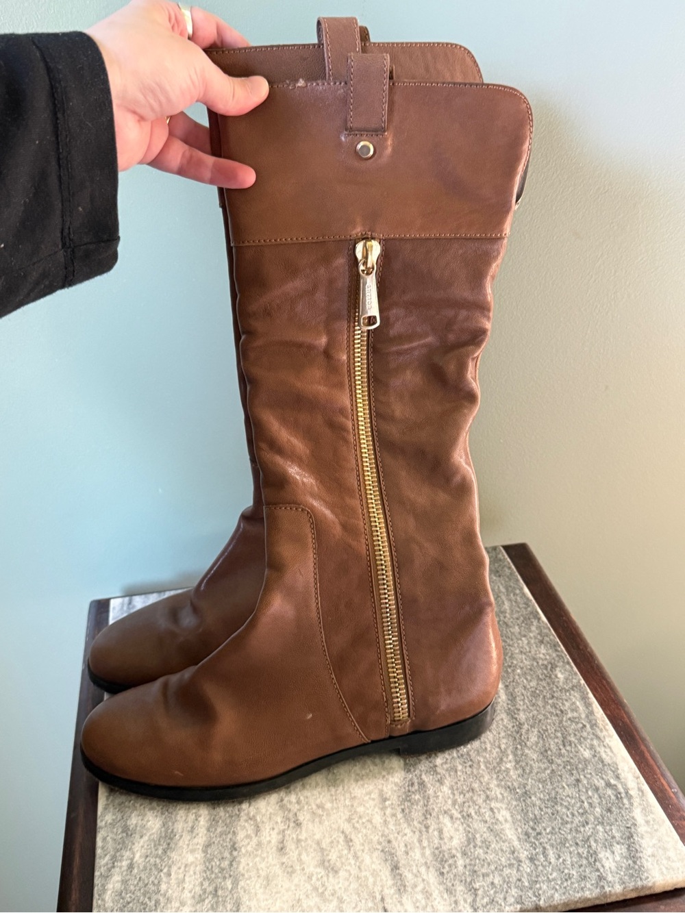Gryson - Brown Leather Side Zip Riding Boots - Size 36